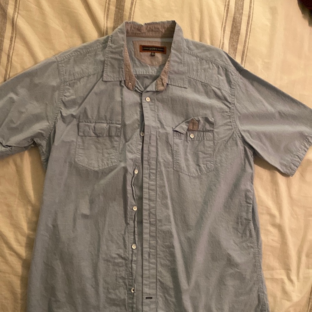 Short sleeved collared shirt.